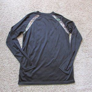 NWOT Xone Large Black Camo Trim Poly Performance Shirt L/S